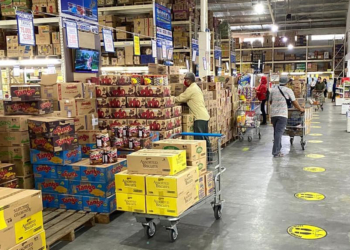 A supermarket with a lot of boxes on the floor emerges as an unexpected sight in recent business news.