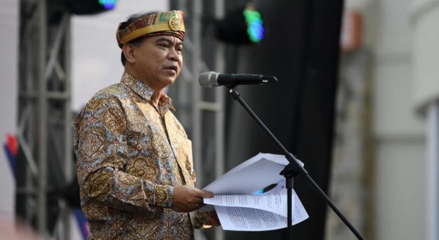 The Minister of Telecommunciation and Information Technology Budi Arie delivered his speech on the peak event of the 90th National Broadcast Day