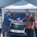 (Left to Right) Aldi (Hyundai Joglo's Agent), Arif Budiawan (The Grand Prize Winner), Mochamad Fahmi Rizal (Branch Manager of Hyundai Joglo), and Michael Sanjaya (Area Manager of Hyundai Motors Indonesia)