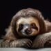 Image created with Adobe Firefly Model 2 using the prompt: Cinematic studio portrait of a sloth, shot on a solid black cyclorama.