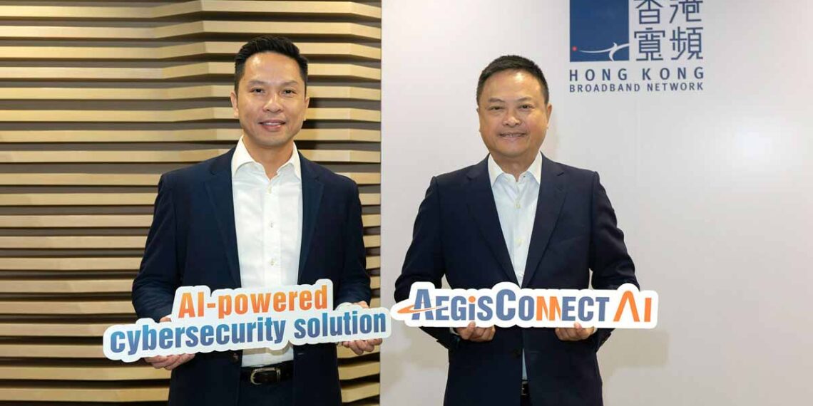 HKBNES launches AegisConnect AI, powered by Palo Alto Networks, to address the surging cybersecurity needs in the commercial sector. From left: Wickie Fung, Managing Director, Hong Kong & Greater Bay Area of Palo Alto Networks; William Ho, HKBN Co-Owner and CEO, Enterprise Solutions