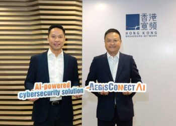 HKBNES launches AegisConnect AI, powered by Palo Alto Networks, to address the surging cybersecurity needs in the commercial sector. From left: Wickie Fung, Managing Director, Hong Kong & Greater Bay Area of Palo Alto Networks; William Ho, HKBN Co-Owner and CEO, Enterprise Solutions