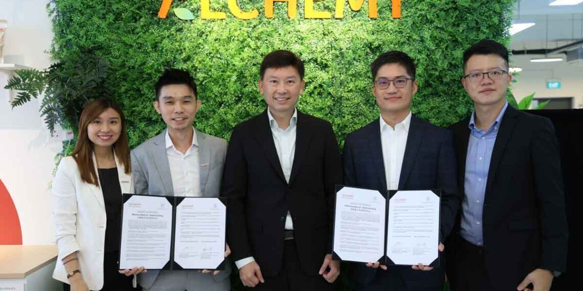 [From left to right: Ms. Verleen Goh, Mr. Alan Phua, Minister Chee Hong Tat, Mr. Michael Chen, Mr. Jimmy Wei]. This MOU and investment, valued at over $8million SGD marks a significant partnership for Alchemy Foodtech and Ting Li, consisting of 14 key areas of collaboration.