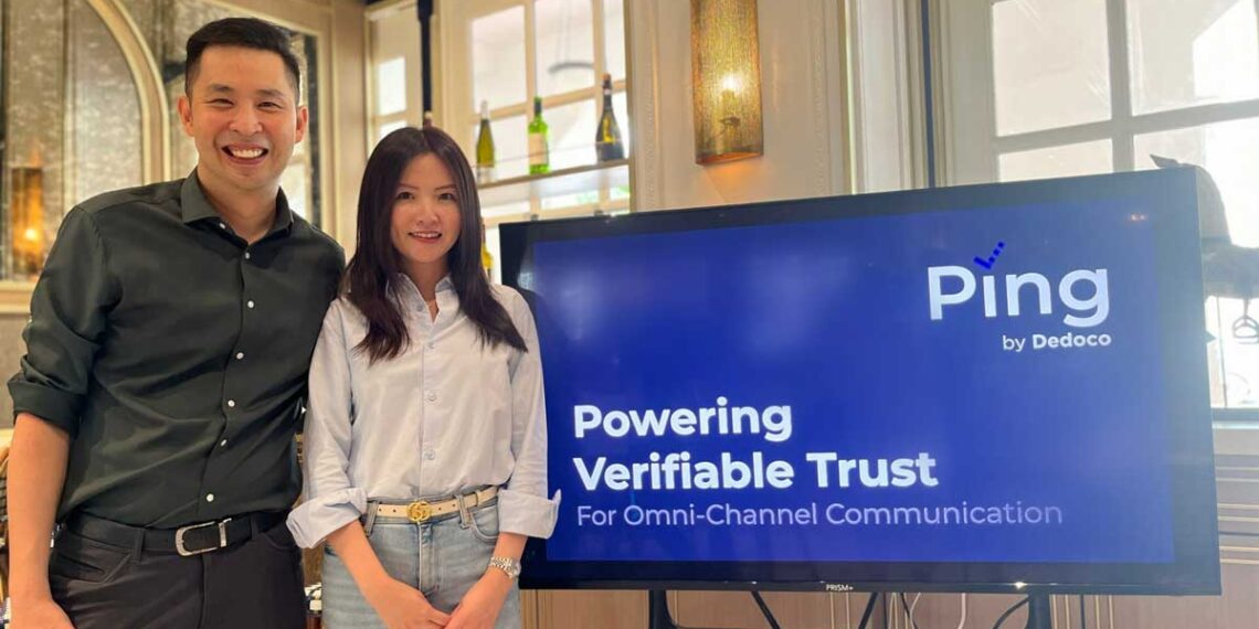 Dedoco’s anti-scam solution, Ping, was unveiled at a private pre-launch event in Singapore on Friday, 17 November 2023 (L-R: CTO of Dedoco, ZJ Loh and Founder and CEO, Daphne Ng) All Photo Credits: Dedoco