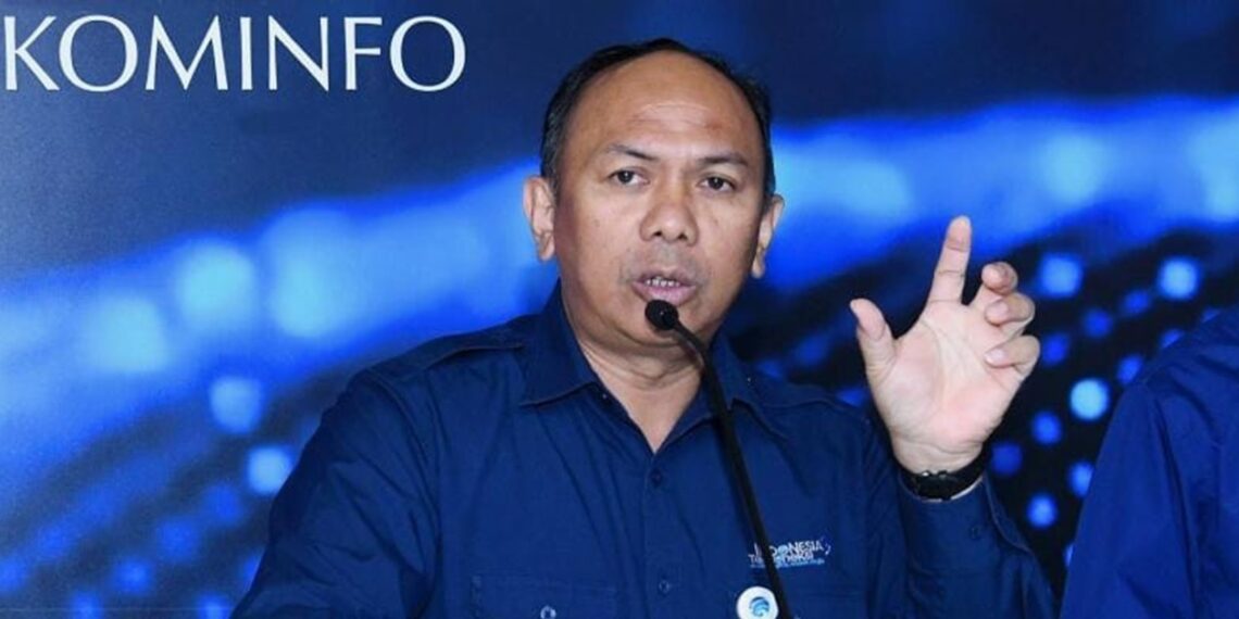 Wayan Toni Supriyanto, Director General of Posts and Informatics, Kominfo, at the AduanNomor.id press conference in Central Jakarta (11/15). Image: Kominfo
