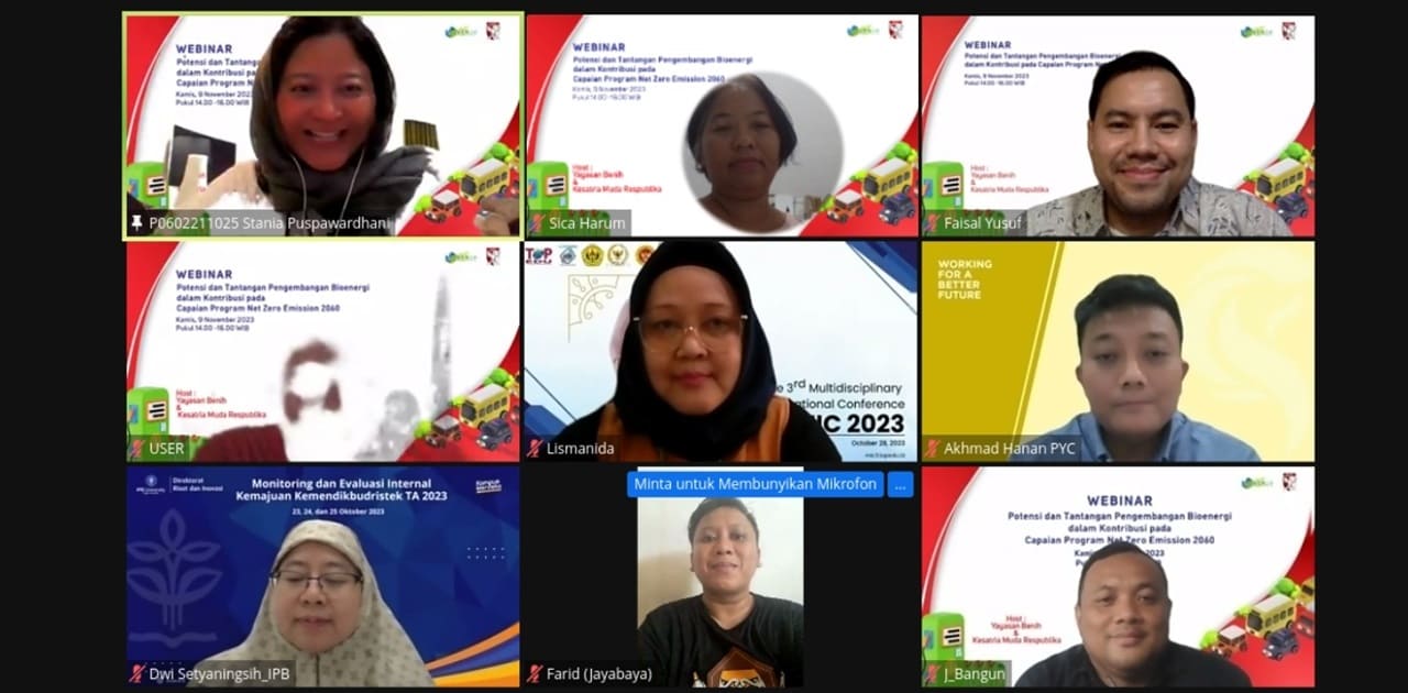 Webinar entitled'Potential and challenges of bioenergy development in contributing to the achievements of the Net Zero Emission 2060 Program' held by the Bangkit Energi Indonesia Hijau (Benih) Foundation (11/09). Image: Private Doc.