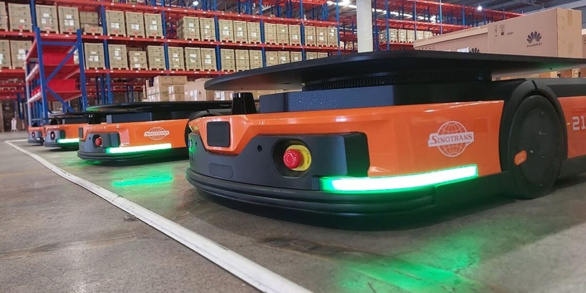 A robot at 5G smart warehouse.