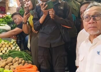 Trade Minister Zulkifli Hasan inspected rice prices at Bogor City (03/18). Credit: Haris Sunandar