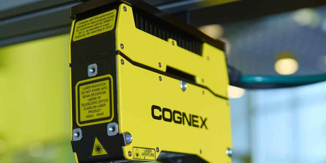 The Cognex In-Sight L38 mounted over an assembly line, inspecting products in 3D.