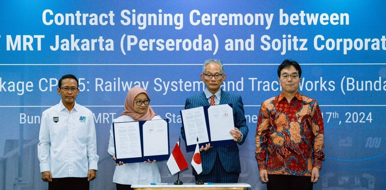 Signing of agreement between MRT Jakarta and Sojitz Corporation for the design and construction of phase 2A CP205. Credit: MRT Jakarta