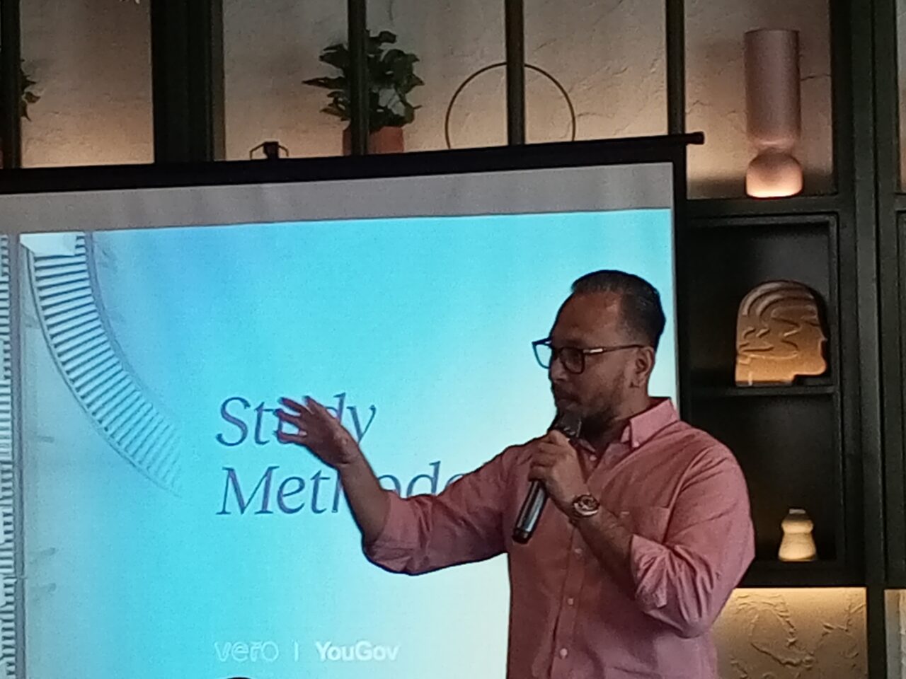 General Manager of YouGov Edward Hutasoid explained the result of the study, during the press conference in Jakarta. (Photo: Wulan)