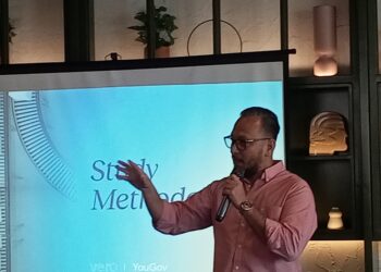 General Manager of YouGov Edward Hutasoid explained the result of the study, during the press conference in Jakarta. (Photo: Wulan)