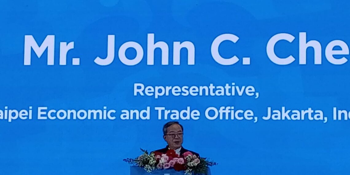 the Representative of Taipei Economic and Trade Office, Jakarta, Indonesia, John C. Chen delivered his speech during the Opening Ceremony of Taiwan Expo 2024 in Jakarta. (Photo: Wulan)