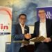 Budi Satria Dharma Purba, Telin CEO (left) and Ludovic Hutier, BW Digital CEO, signed MoU on the development of the Hawaiki Nui 1 submarine cable communication system. Credit: Telin