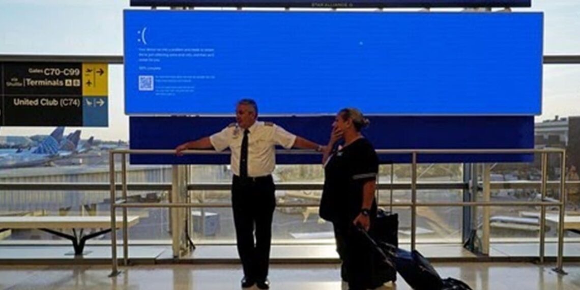 Blue screen issue on Windows because of Microsoft-CrowdStrike outage. Credit: Southwest Airlines