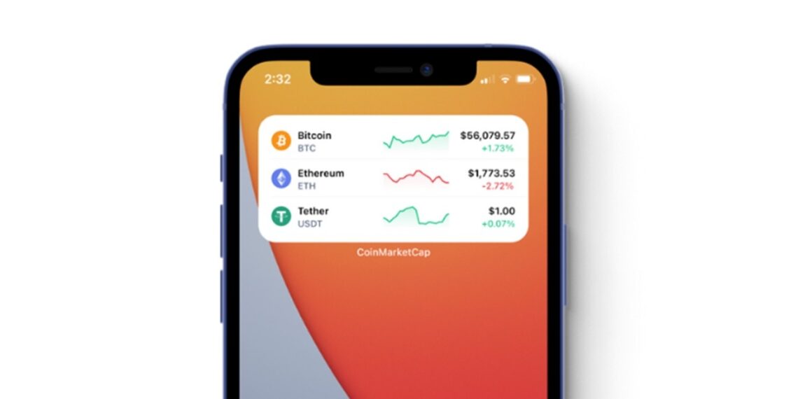 Illustration of crypto prices on CoinMarketCap app. Credit: CoinMarketCap