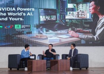 Adrian Lesmono, Nvidia’s Country Consumer Business Lead in Indonesia (center) talked about generative AI apps in Medan (07/08). Credit: Nvidia