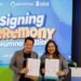 Blibli Group Head of Emerging Category Edward Kilian Suwignyo (left) and Perumnas Marketing Director Imelda Alini Pohan signed the cooperation agreement (07/01). Credit: Perumnas