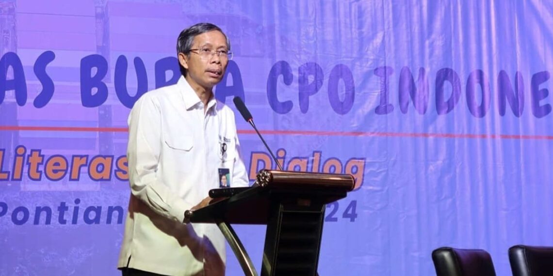 Acting Head of Bappebti Kasan talked about Commodity Futures Trading Literacy Month 2024. Credit: Bappebti