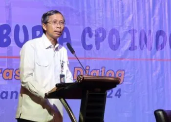 Acting Head of Bappebti Kasan talked about Commodity Futures Trading Literacy Month 2024. Credit: Bappebti