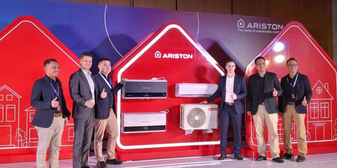 Ariston launched water heater and air conditioning products at IndoBuildTech 2024. Credit: Haris