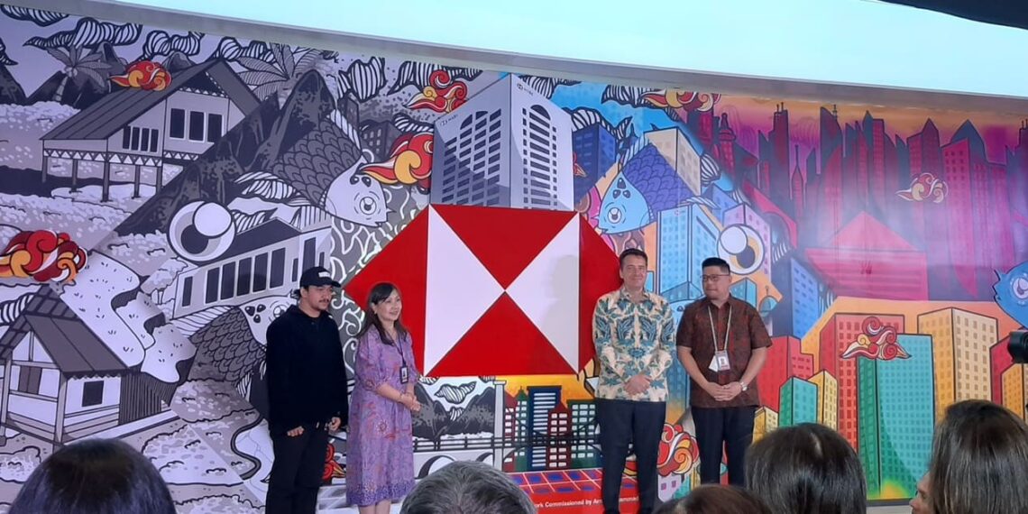 HSBC Indonesia installed a mural created by Arnis Muhammad at HSBC Indonesia's branch office in the World Trade Centre, South Jakarta (07/31). Credit: Sinta