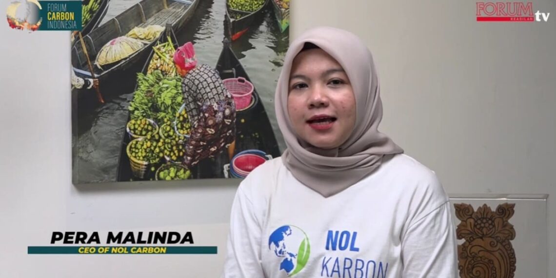 Pera Malinda, Nol Karbon CEO, talked about biochar project. Credit: Forum Carbon Indonesia YouTube channel