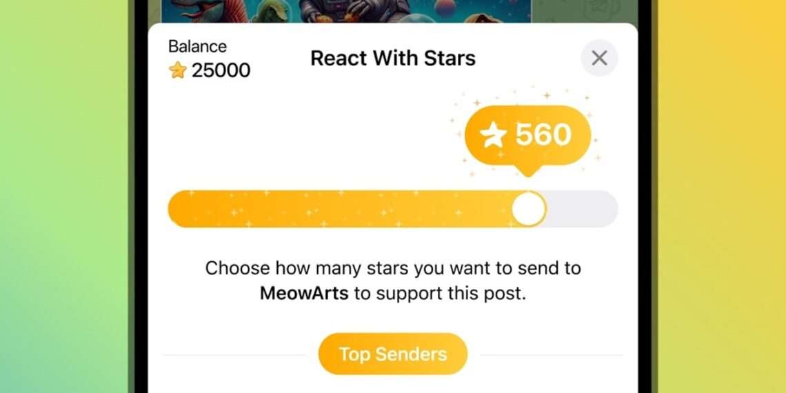 Star reaction as a monetization scheme on Telegram. Credit: Telegram