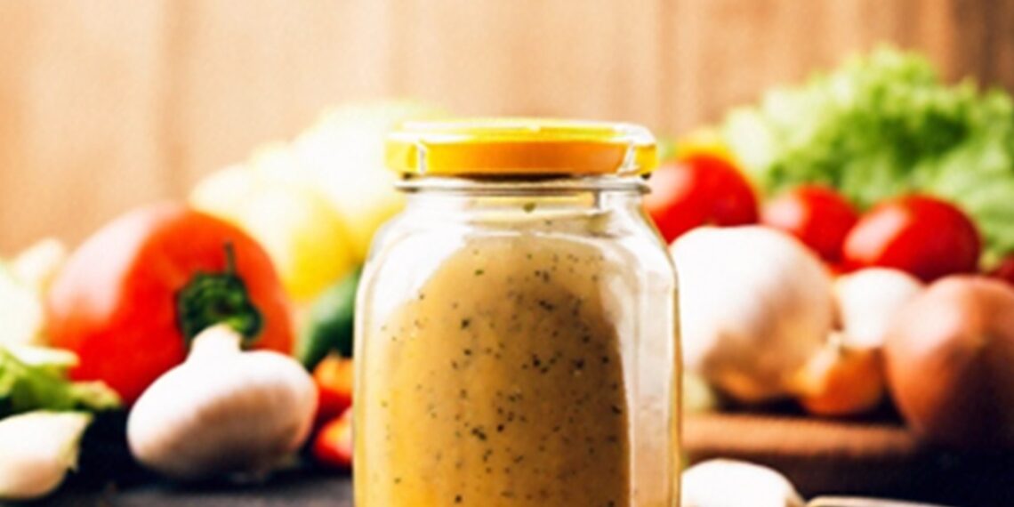 A jar of salad dressing image generated by Titan v2. Credit: Amazon Titan