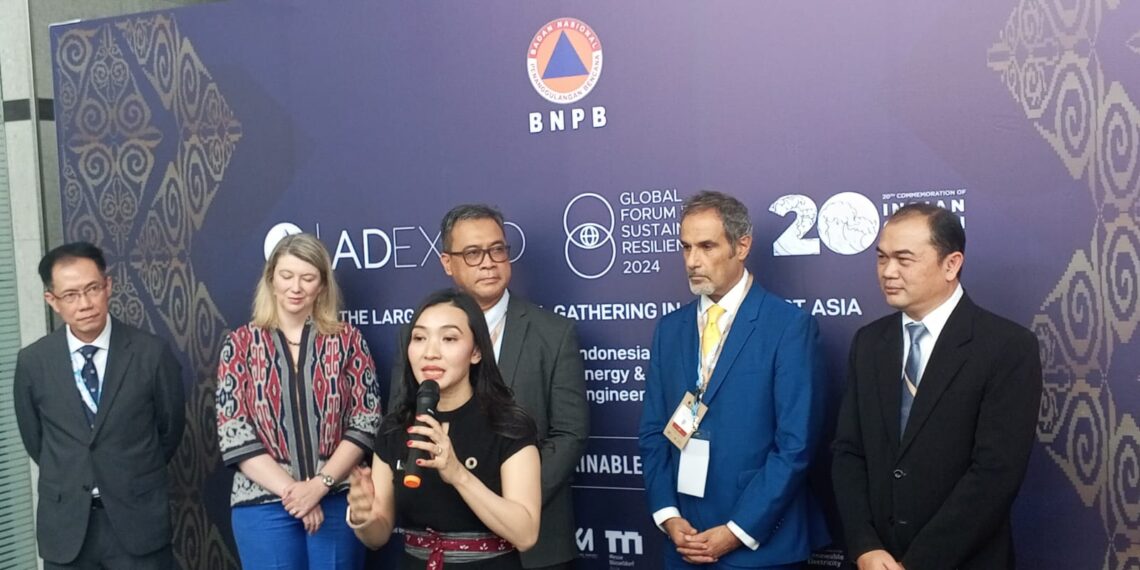 Country Manager of Pamerindo Indonesia, Lia Indriasar, on the Press Conference of ADEXCO at IEE Series 2024. (Credit: Wulan)