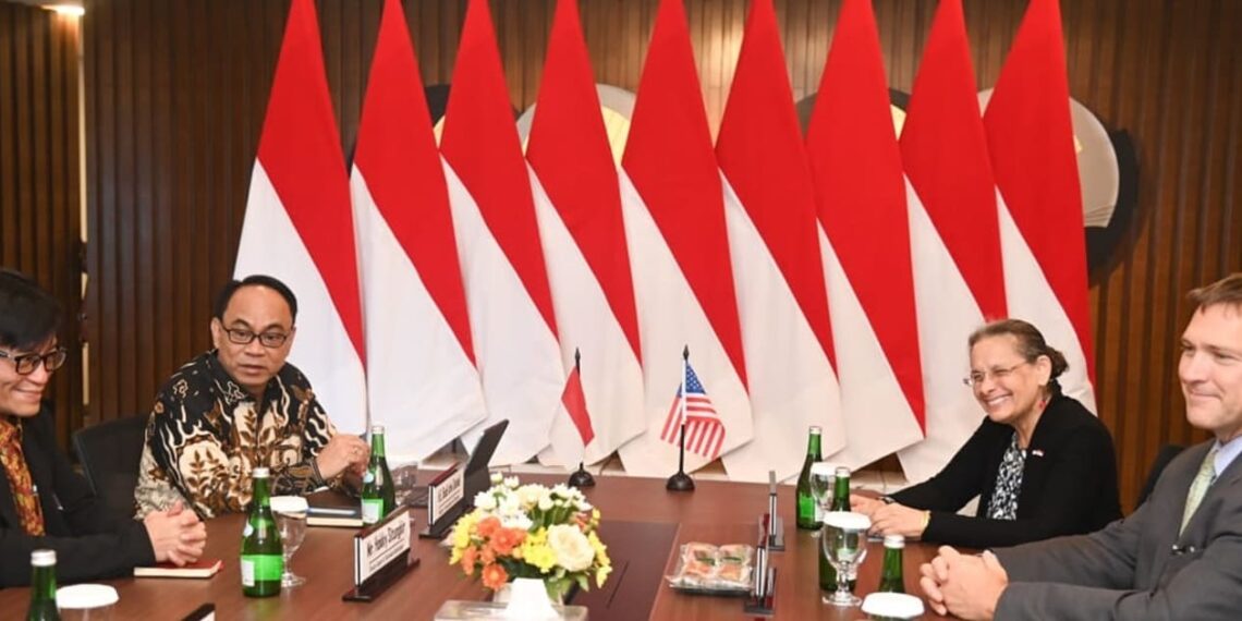 Minister Budi met with Ambassador Kamala Shirin Lakhdhir to talked about cooperation in digital infrastructure. Credit: Ministry of Communication and Informatics