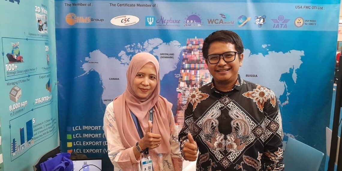 Susi, Sales at HMS (left), and Ahmad Baihaki, Marketing Supervisor at HMS attended Trade Expo Indonesia (TEI) 2024. Credit: Haris
