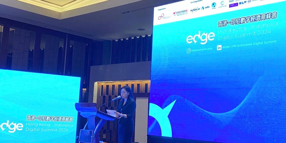 Co-Founder Edge Summit April Lam delivered her opening remarks on the opening of Edge HK-IDN Digital Summit 2024 in Jakarta. (Credit: Edge Summit)
