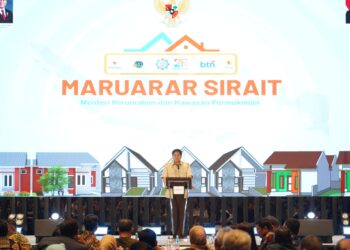 The PKP Minister Maruarar Sirait at the 26th Anniversary of the Association of Housing and Settlement Developers Indonesia. (Credit: PR of Ministry of PKP)