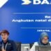 Setia N. Milatia Moemin, President Director of Perum Damri (left), at a press conference in the Ministry of SOEs, Central Jakarta (12/23). Credit: Sinta