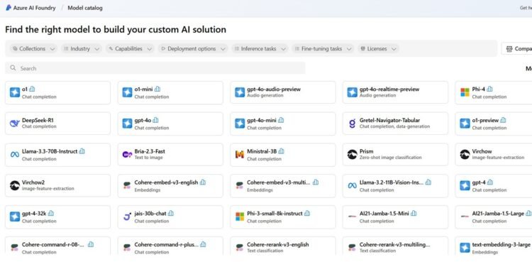 Developers can use R1 on Azure to build custom AI model. Credit: Microsoft