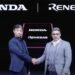 Katsushi Inoue, Honda Senior Managing Executive Officer (left), and Vivek Bhan, Renesas SVP shake hands for SoC development collaboration. Credit: Renesas