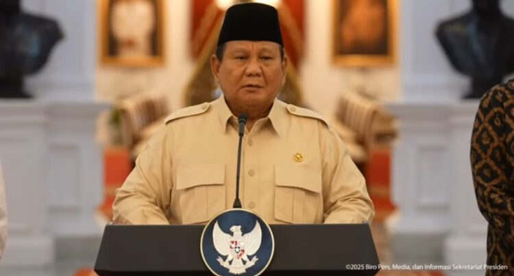 Indonesian President, Prabowo Subianto. (Credit: Setpres Youtube)