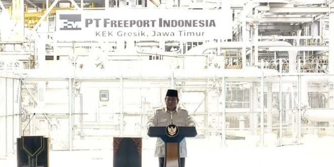 Prabowo inaugurated Freeport Indonesia's smelter in Gresik, East Java. Credit: BPMI Setpres