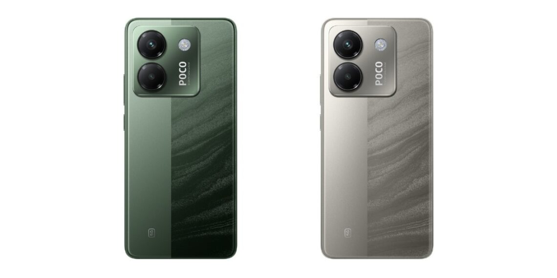 Poco M7 Pro 5G has titanium and green color options. Credit: Poco